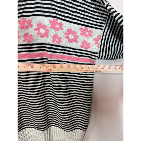 The Endery Women’s Oversized Striped Sweater Size XL/XXL Pink Floral Daisy Knit - Picture 6 of 7